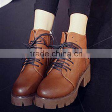 New Style Women Platform High Top Lace up Classy Leather Blue Boots photo-4