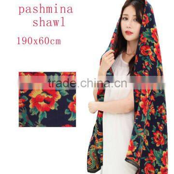 2016 winter New fashion trend classical flower print jacquard70%viscose 30%acrylic scarf and shawl,indian pashmina shawl women                        
                                                                                Supplier's Choice