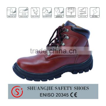 red color smooth leather steel toe fashion safety shoes