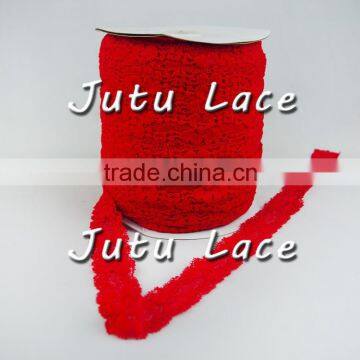 Lace Elastic 1" Red Stretch Lace Elastic by the Yard Wide Lace Elastic Trim - Baby Headband Lace Elastic photo-5