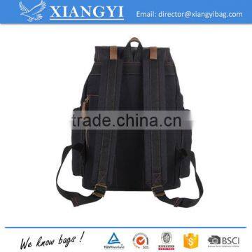 Vintage Casual Daypack Travel Rucksack Canvas Leather Backpack photo-2
