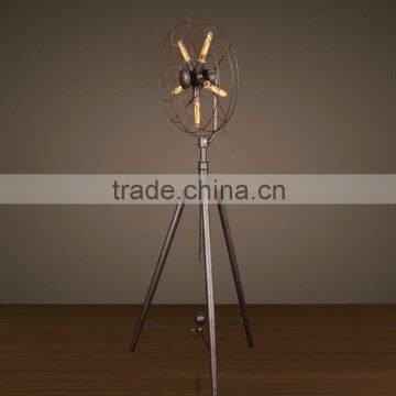 Vintage Industrial tripod fan shape floor lamp/light