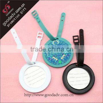 special design round shape low price 3d soft pvc rubber luggage tag