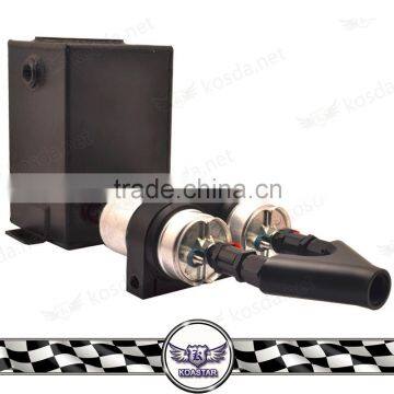 New fuel tank price, aluminum cooling tank with Dual Pump Bracket + Twin Check Valves + Y Fitting