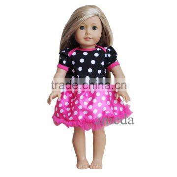 18" American Girls Doll Black Hot Pink Polka Dots Tutu Party Dress