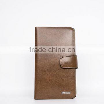 Brown Smooth Leather Men's Carrying Wallet Case Clutch Cell Phone Zippered Pouch photo-6