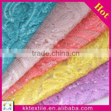 New arrival polyester sequin and chiffon fabric for wedding dress