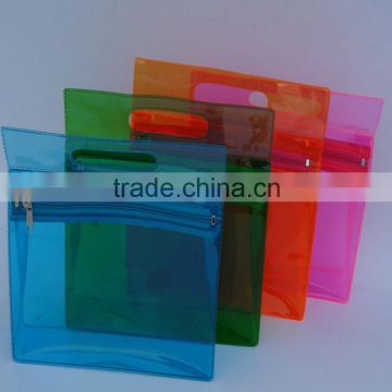 Fashion promotional clear PVC cosmetic bag, PVC vanity bag with zipper