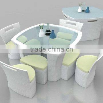 Space-saving Rattan Hideaway Dining Table and Chair Set