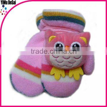 2015 hot sales Wholesale warm winter knit Baby wool Pink gloves