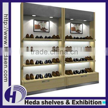 wooden retail shoe display rack