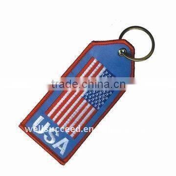 Polyester embroidered keychain,key tag,key strap