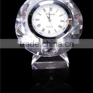 China supplier Wholesale Round shaped crystal trophy clock ,crystal trophy for souvenir