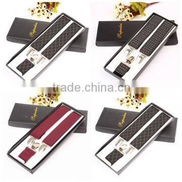 New brand jacquard straps elastic suspenders with a gift box