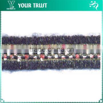 Gold Flat 12MM Grommet Eyelet Cotton Navy Velvet Braid Trimming photo-3