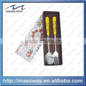 personalized kids yellow ceramic stainless steel spoon and fork                        
                                                Quality Choice