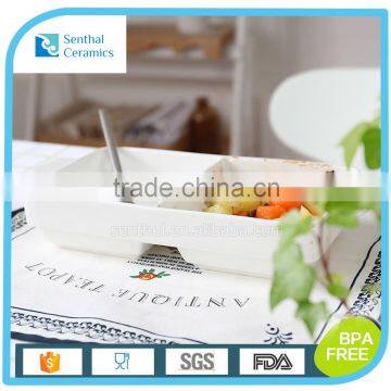 Porcelain Wholesale Rectangle Divided Ramekin Bowl With Handles for Home Use photo-4