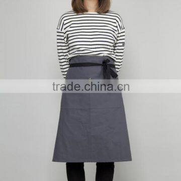 grey cotton canvas half apron with Pockets for women made to order