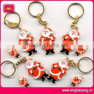 Hot selling colorful metal enameled christmas key chain