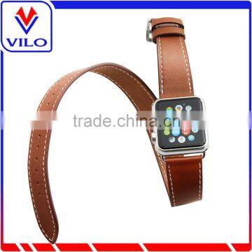 The Wholesale Extra Long Genuine Leather Band Double Tour Bracelet Leather Watchband for Apple Watch photo-4