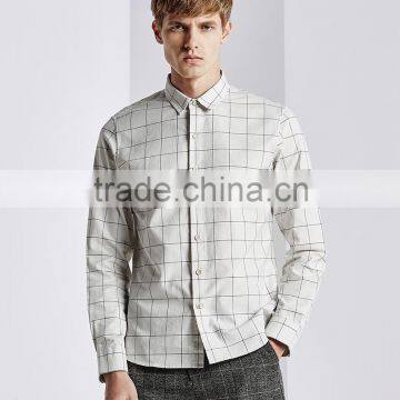 Men's casual cotton long sleeve plaid shirt