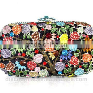 Wedding Bridal Crystal Rhinestone Evening Clutch Bags Purse Flower Colorful Handbags photo-2