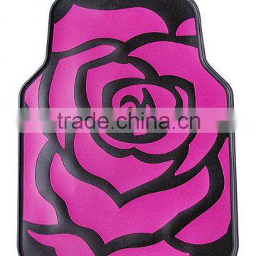 Good quality Purple roses Latex car floor mat with flower