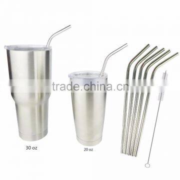 Stainless Steel Drinking Straws Fits 30 Oz Tumbler Cups Free Cleaning Brushed Included