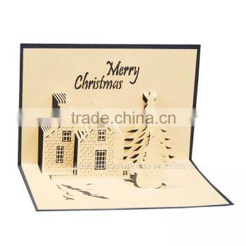 3D Handmade Greeting Card Christmas Castle Card Creative Hot Holiday Greeting Cards photo-4