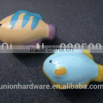 Porcelain sweet fish shape cabinet knob,ceramic kitchen knob