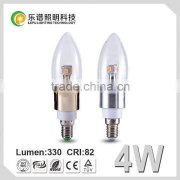 3years dimmable e14 e27 high power 4w 6w smd 2700k led candle lamps ce rohs approved