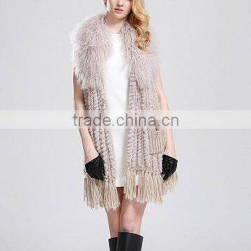 Ladies classic tassel fur vest/knitted rabbit fur vest KZ14025                        
                                                Quality Choice