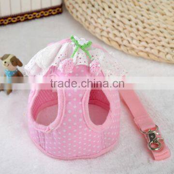 Pet/ Dog Harnesses/ Pink Dot harnesses for small dogs/Flower/Lace