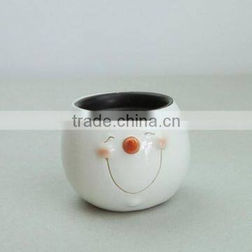 Design Fashion Decoration Cute White Resin Face Stackable Flowerpot