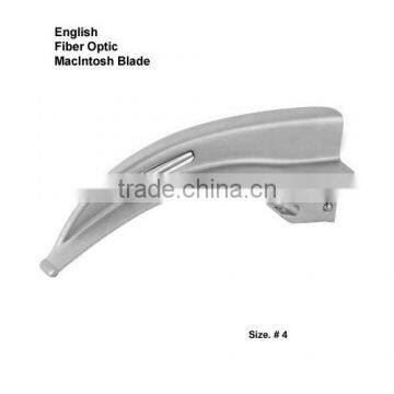 Laryngoscope English Fiber Optic MacIntosh Blade With Inter changeable tube Size. # 4 - 130 mm