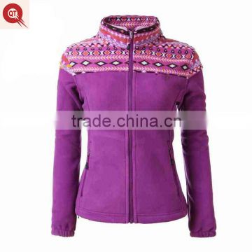 2016 high quality fleece jacket women, polyester print fleece jacket, ladies fleece jackets