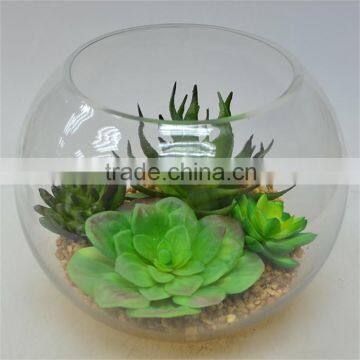 Gift Handmade Artificial Plant Round Terrarium