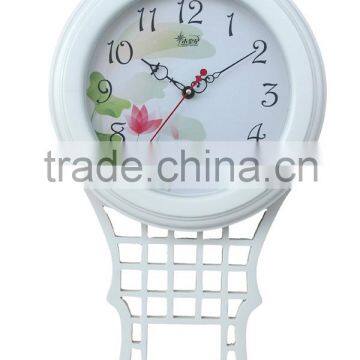 white pendulum wooden watch shape wall clock