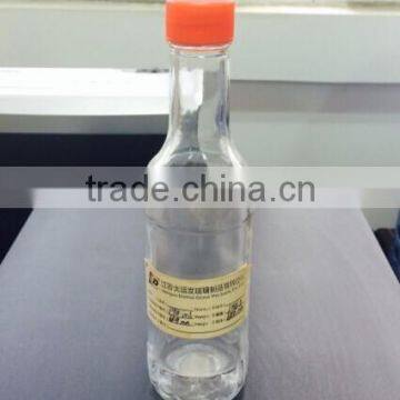 190ml Clear Glass Sauce Bottles w/ Red Ribbed Lined Caps & Orifice Reducers photo-2