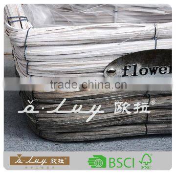 Rectangle White and Gray Color Wooden Chip Basket Set photo-3