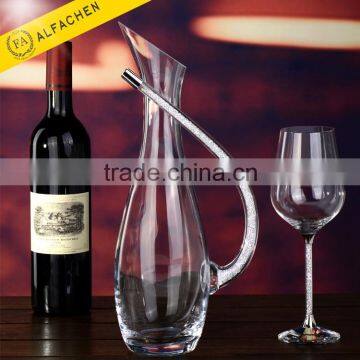 Hand Crafted Slanting Mouth Water Wine Crystal Cut Glass Decanter
