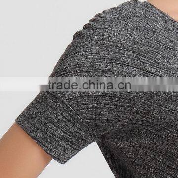 Women's Zipped V Neck Knit Slub Jersey Top With Cuff Sleeves photo-6