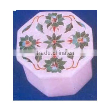 White Inlaid Stone Box