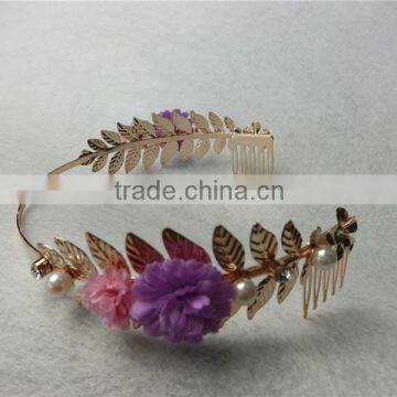 American handmade ceramic flower hair hoop pearl headband wedding banquet necessary small fresh hair accessories FHHBC4002