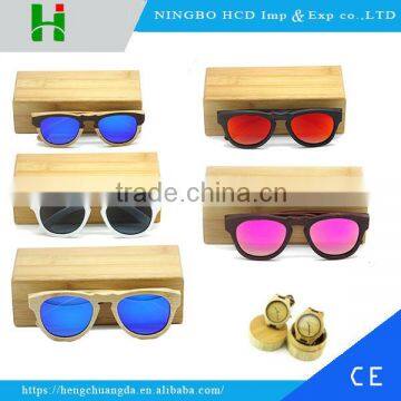 2016 Polarized CE UV400 Lens Bamboo Wood Sunglasses