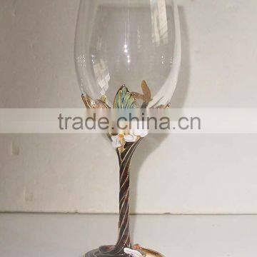 red wine glass/glass goblet/glassware/pewter design enamel color