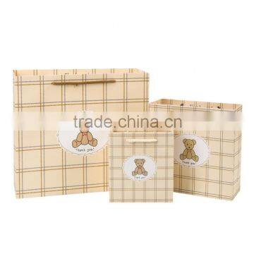 2015 Custom Printed Logo Paper Gift Packaging Bag With Grid Design