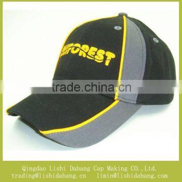 Stitching fabric Baseball cap embroider logo black baseball hat