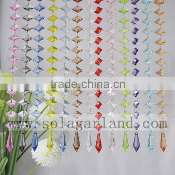 Wholesale 20*30MM Colorful Garland Diamond Strand Acrylic Crystal Bead Chain Strand Wedding Decoration