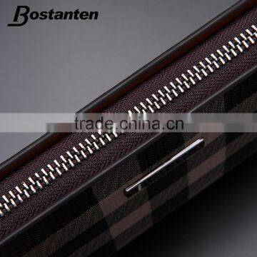 Classic Plaid Leather Wallets Clutch Hand Bag for Men Fashion photo-4